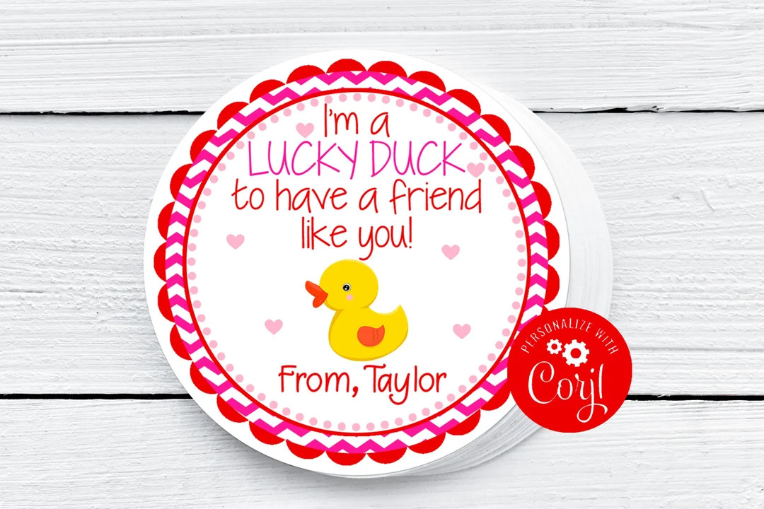 Editable Lucky Duck, Valentines Day Tags, Rubber Ducky, Printable Valentines, Instant Download, C... | Etsy (US)