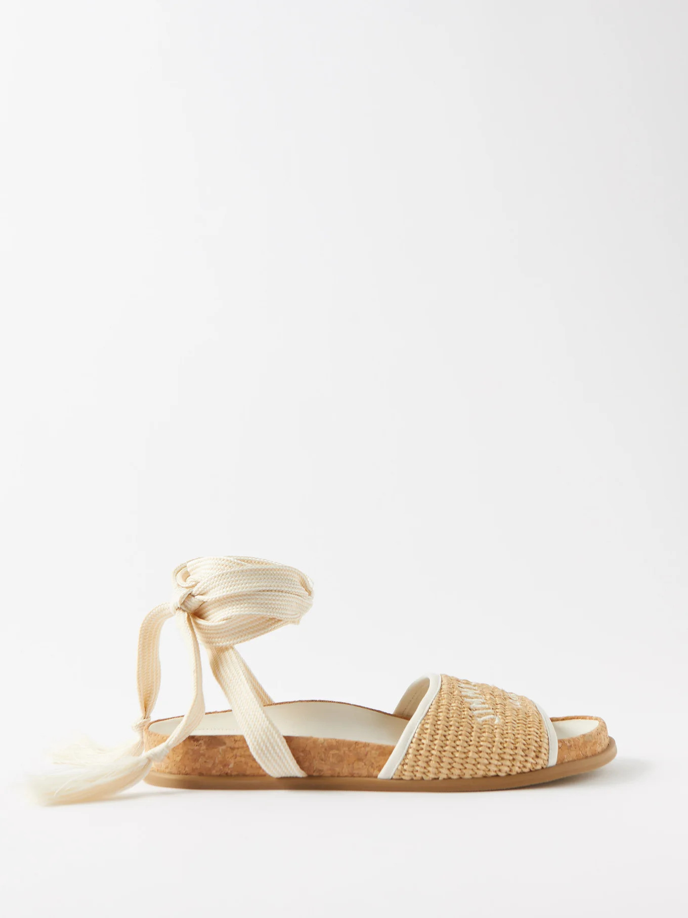 Gal logo-embroidered raffia flat sandals | Matches (US)