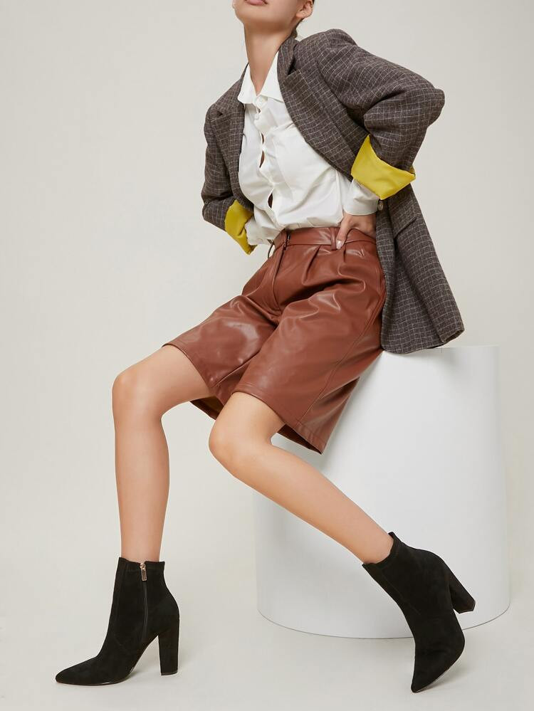 Faux Suede Zip-Up High Block Heel Boots | SHEIN