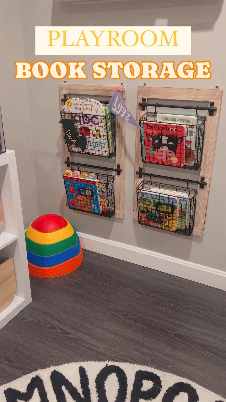 Playroom Book Storage Ideas + Inspo 
.
Basket Wall Mount Book Storage 

#LTKhome #LTKfamily #LTKkids