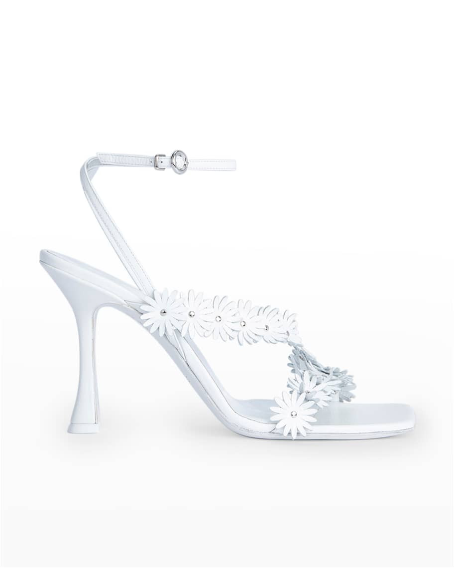 BY FAR Poppy 3D Flower Ankle-Strap Sandals | Neiman Marcus