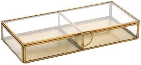 Creative Co-Op Brass & Glass Display Storage Box, Brass | Amazon (US)