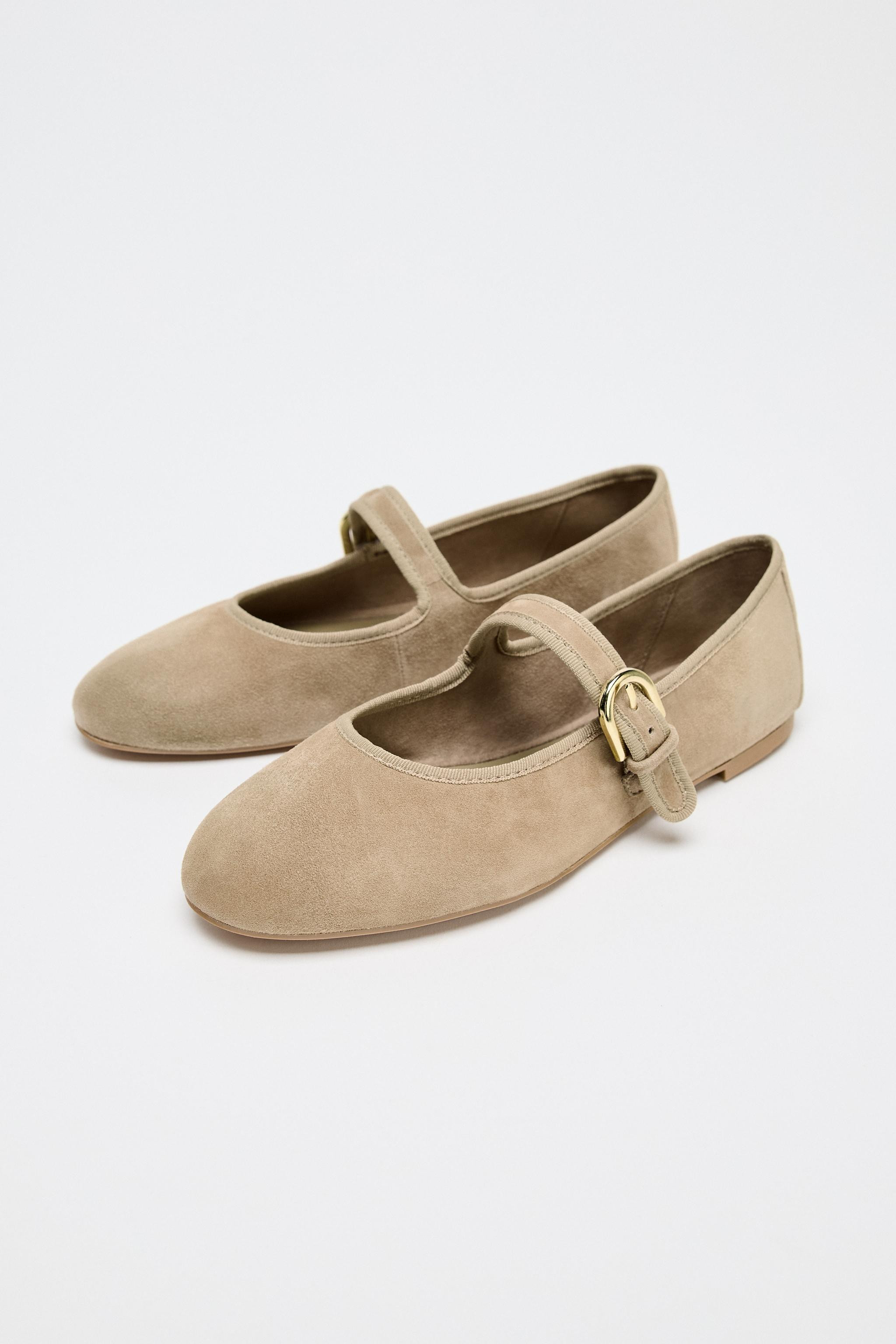 SUEDE STRAP BALLET FLATS | Zara US