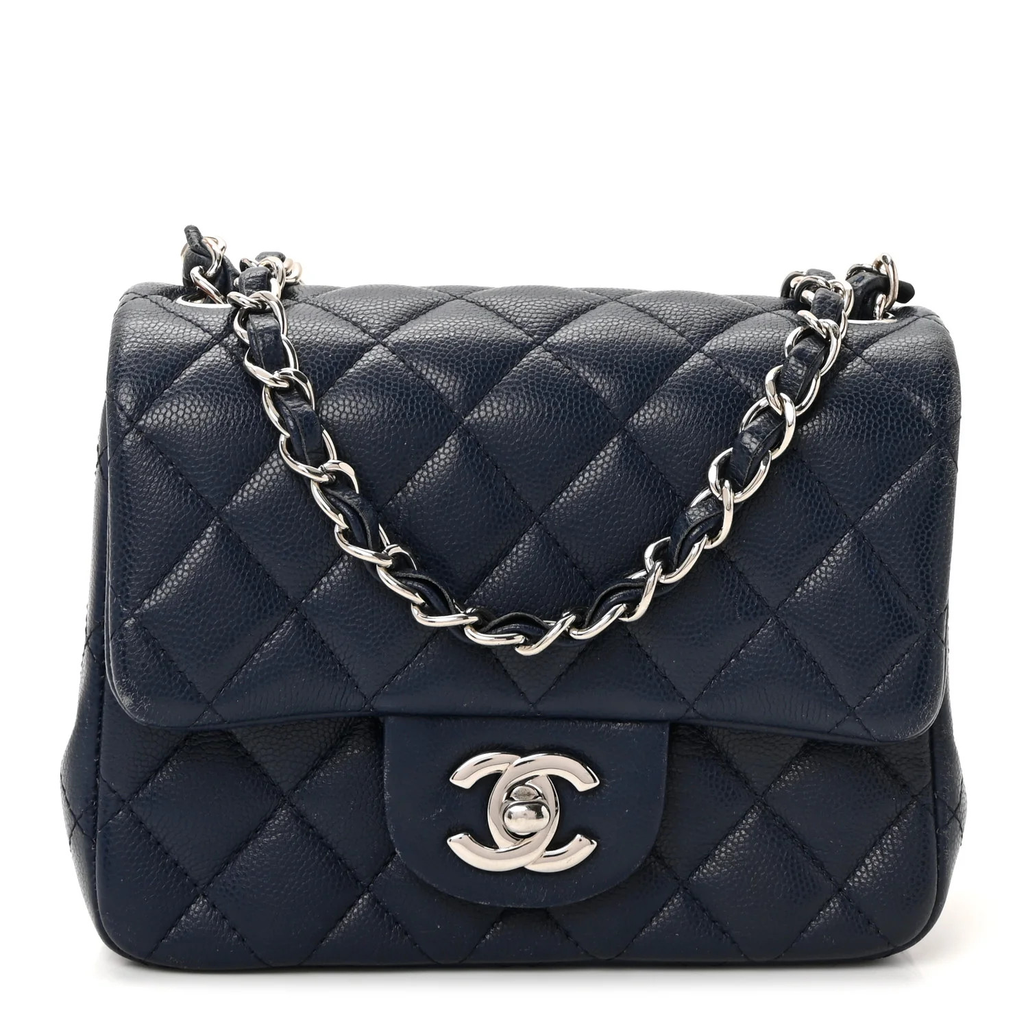 Caviar Quilted Mini Square Flap Navy | FASHIONPHILE (US)