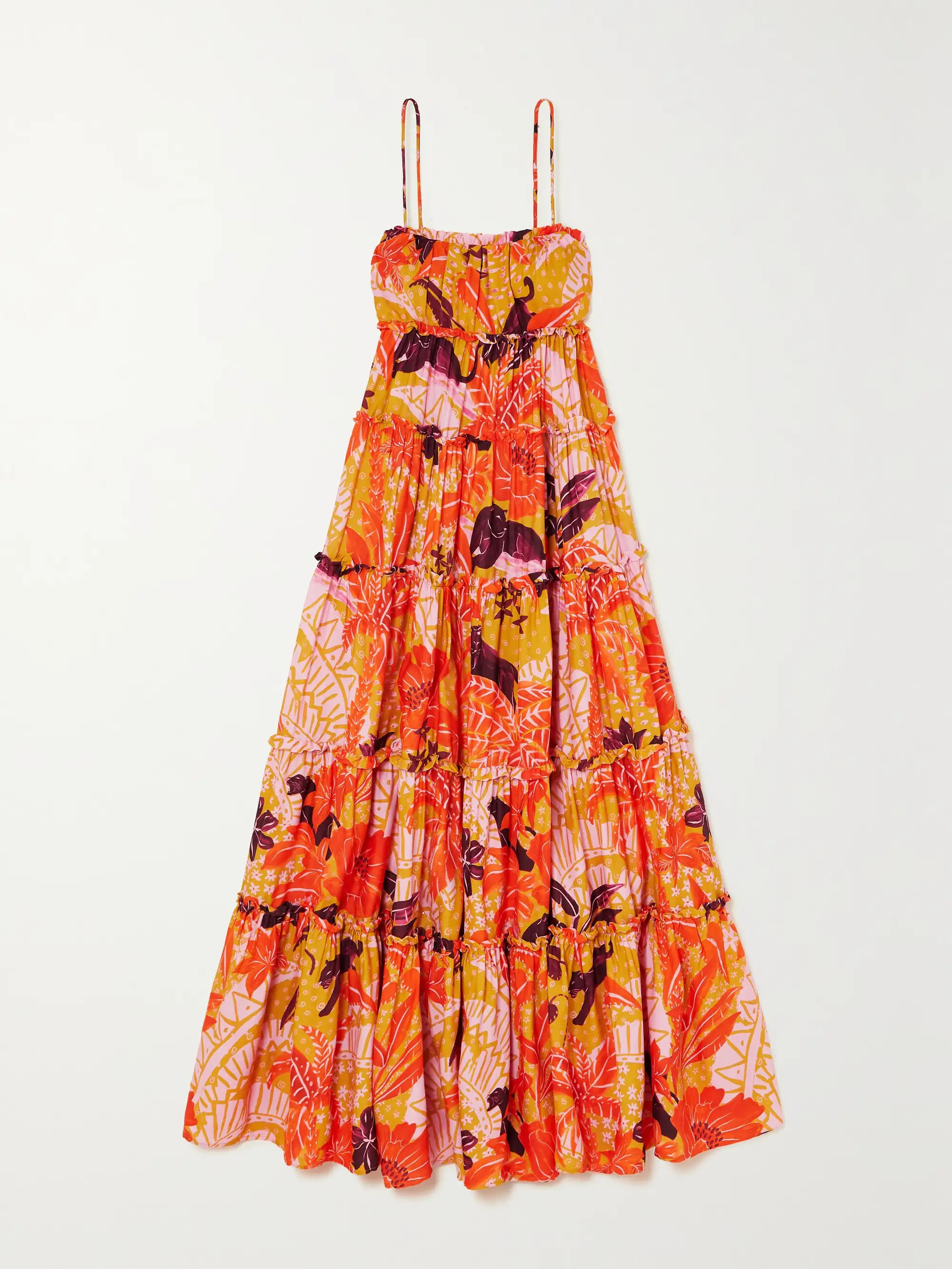 + NET SUSTAIN Tiered floral-print LENZING ECOVERO twill maxi dress | NET-A-PORTER (UK & EU)