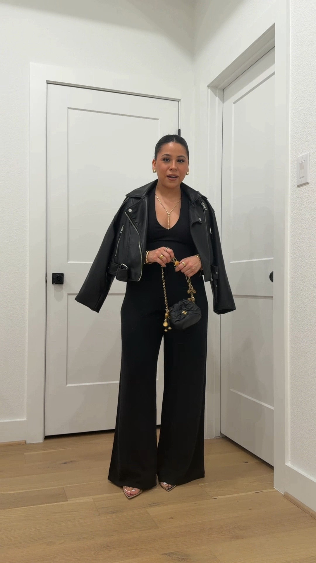 Bodysuit: small
Jacket: small
Pants: old, linked similar 
Heels: 7 
Gold jewelry  

#LTKgrwm #LTKSpringSale #LTKootd