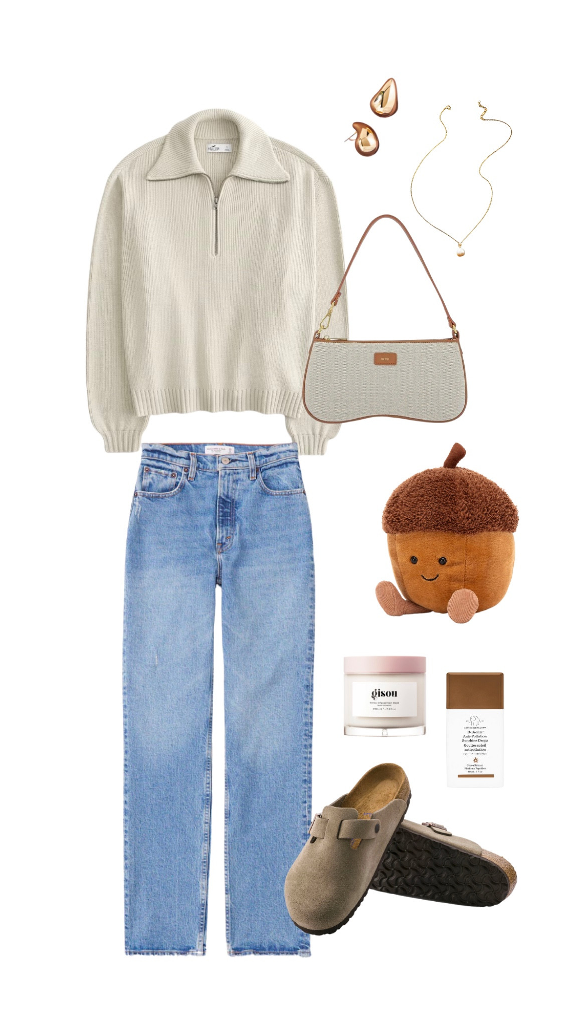 Fall outfit, beige sweater outfit, Rory Gilmore fashion, Gilmore girls aesthetic, fall accessories, casual going out look, clean girl aesthetic, school outfit, college class look, Scandinavian style, Parisian style, European fall look, affordable fall fashion, capsule wardrobe, fall jellycat, gold jewelry, boston birkenstock outfit

#LTKfindsunder50 #LTKSeasonal #LTKfindsunder100