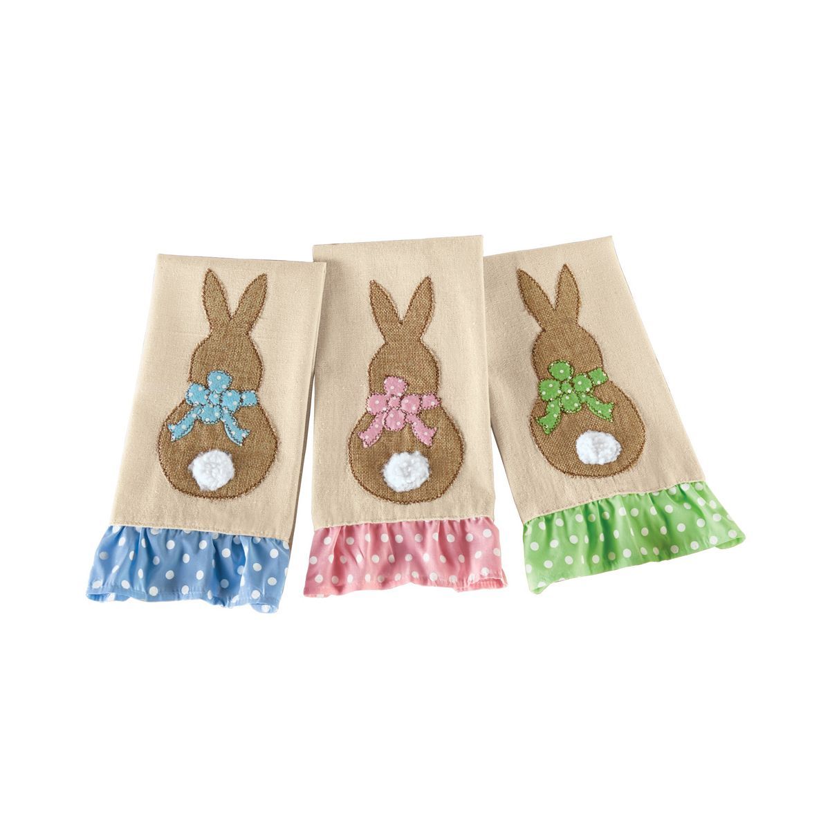 Collections Etc Ruffle Trim Bunny Easter Kitchen Towels - Set of 3 | Target