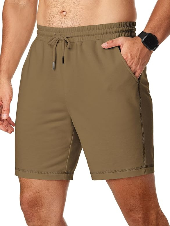 JMIERR Mens Gym Shorts Cotton 7" Running Workout Shorts Zipper Pocket Sweat Athletic Shorts | Amazon (US)