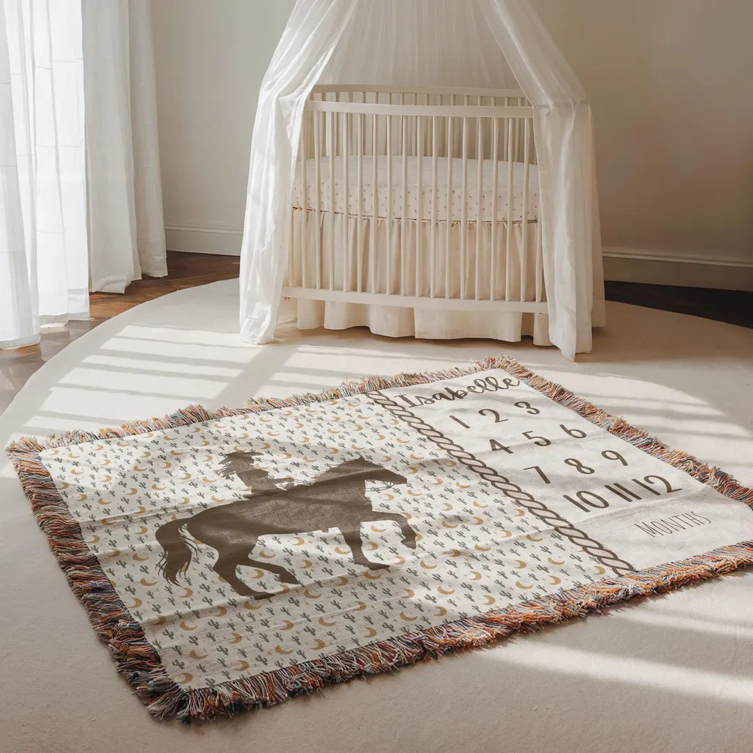 Personalized Western Baby Blanket, Cowgirl Name Blanket for Girls Baby Shower Gift,horse Nursery ... | Etsy (US)