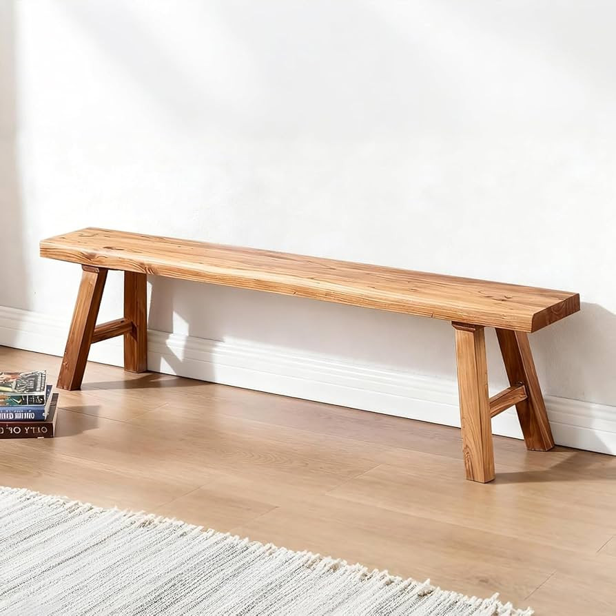 Farmhouse Indoor Solid Wooden Noodle Bench - Rustic Entry Way Benches Seat,Maximum Load 880IB,Han... | Amazon (US)