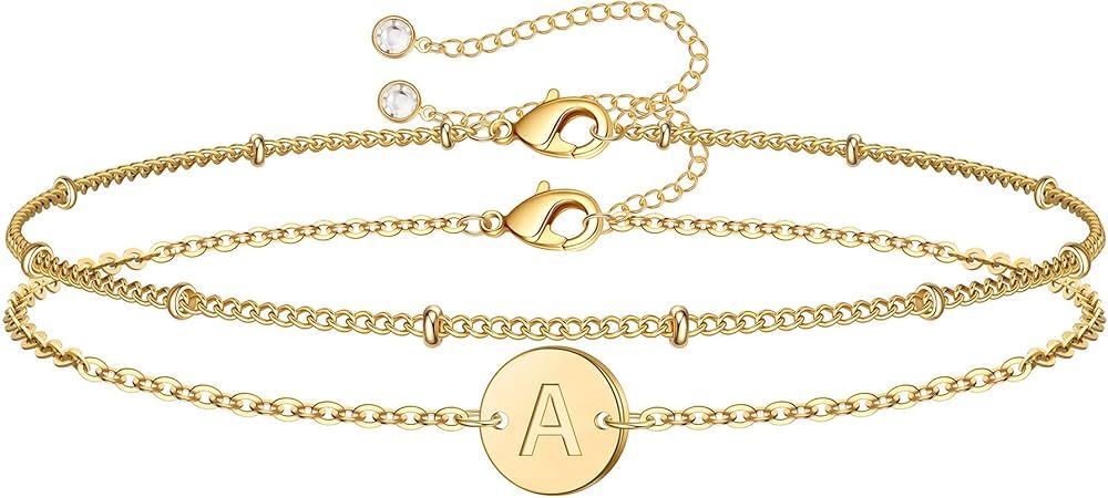 MONOZO Easter Gifts for Teens Girls - Gold Initial Bracelets for Women Girls, 14K Gold Filled Let... | Amazon (US)