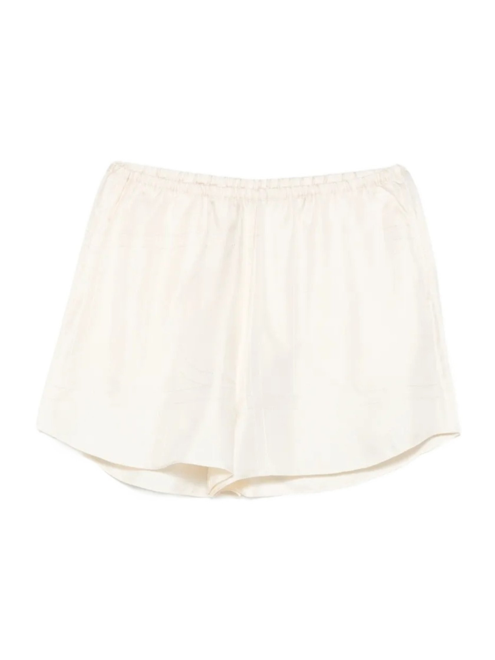 monogram-embroidered silk shorts | Senser US