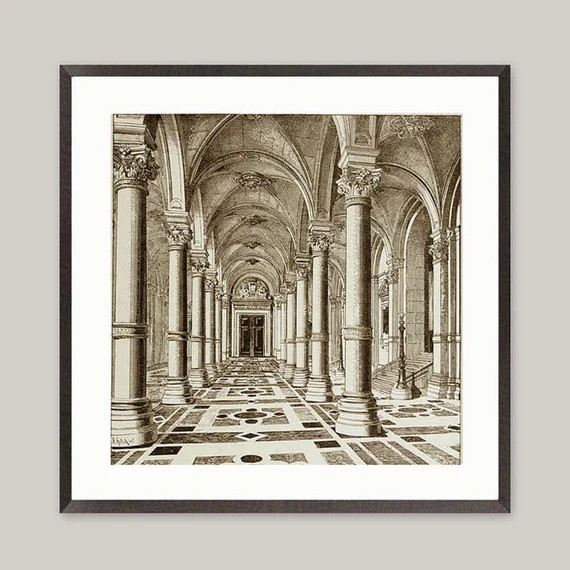 2 Set Architectural Prints European Architecture Interior - Etsy | Etsy (US)