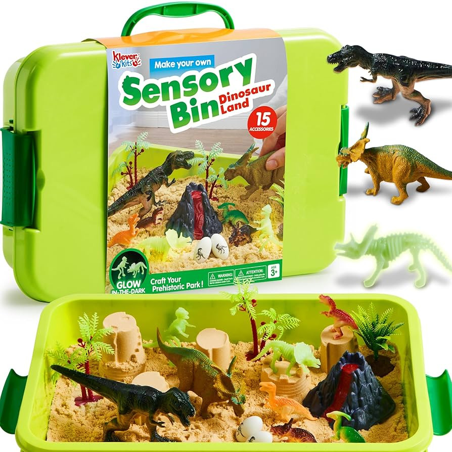 Klever Kits Dinosaurs Sensory Bin Toys for Toddlers with Glow in The Dark Dinosaurs, Sandbox with... | Amazon (US)