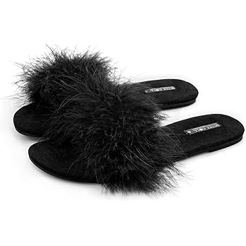 BCTEX COLL Women's Fluffy Pom Pom Feather Slipper Memory Foam Cozy Slippers House Bedroom Fuzzy S... | Amazon (US)