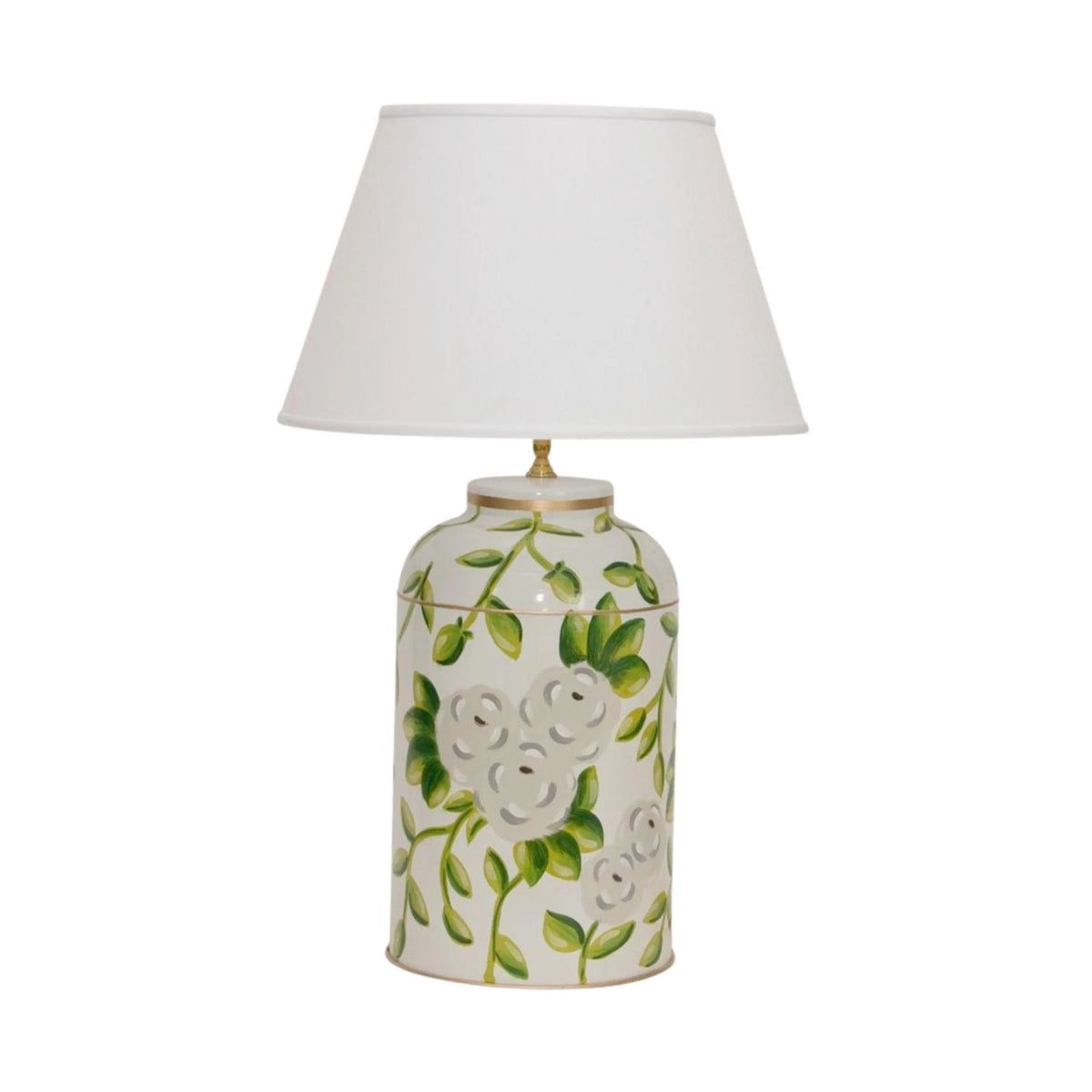 Floral Chintz Tea Caddy Lamp in White | The Well Appointed House, LLC