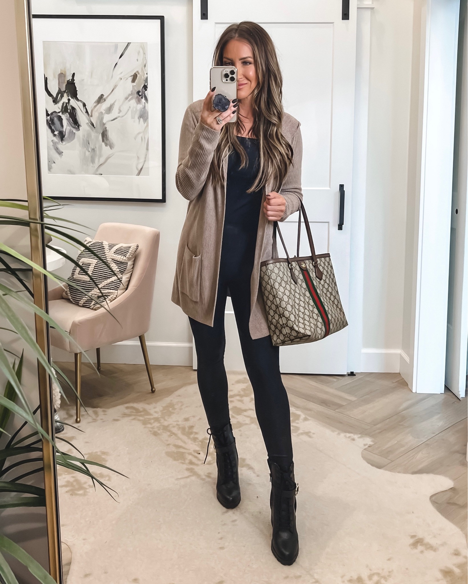 Casual cool weather outfit idea 
Linking similar barefoot dreams cardigans…some on sale!
Gucci tote - luxe gift idea
Spanx save with code KimXSpanx 
Linking similar boots
Tarte save with code KIM
#ltku


#LTKitbag #LTKGiftGuide #LTKstyletip