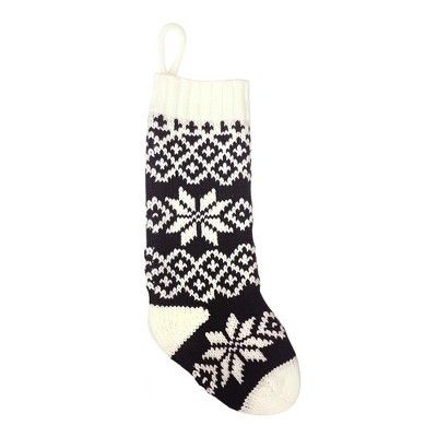Casual Fair Isle Snowflake Christmas Stocking Black/White - Wondershop™ | Target