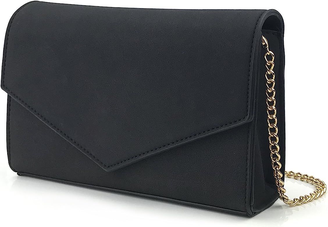 Minimalist Evening Envelope Clutch Chain Shoulder Bag Women Faux Leather Suede Purse | Amazon (US)