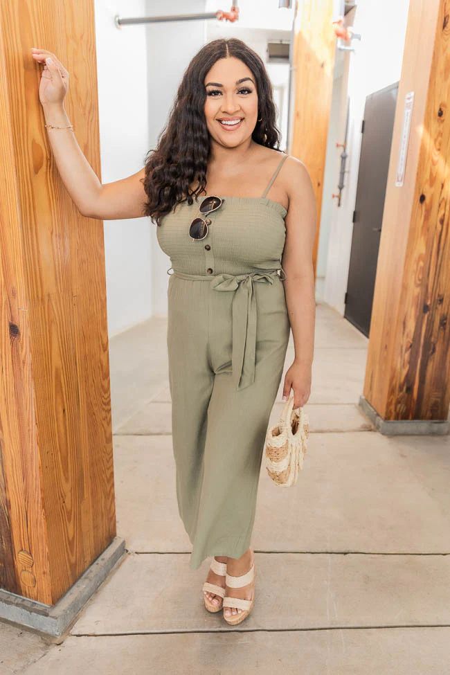 Sure Thing Jumpsuit Olive | Pink Lily