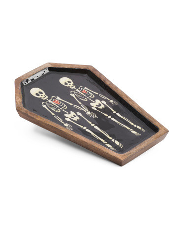 Small Wood And Enamel Coffin Platter | TJ Maxx