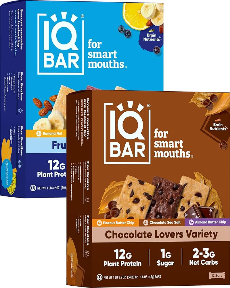IQBAR Brain and Body Plant Protein Bars - Chocolate & Fruit Variety - 24-Count Low Carb - Gluten ... | Amazon (US)