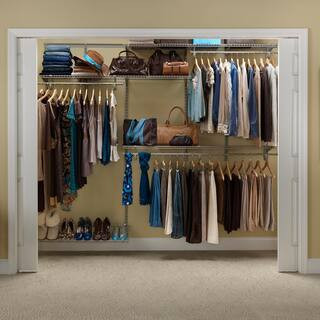 ClosetMaid ShelfTrack 5 ft. to 8 ft. 12 in. D x 96 in. W x 78 in. H Nickel Steel Closet System Organ | The Home Depot
