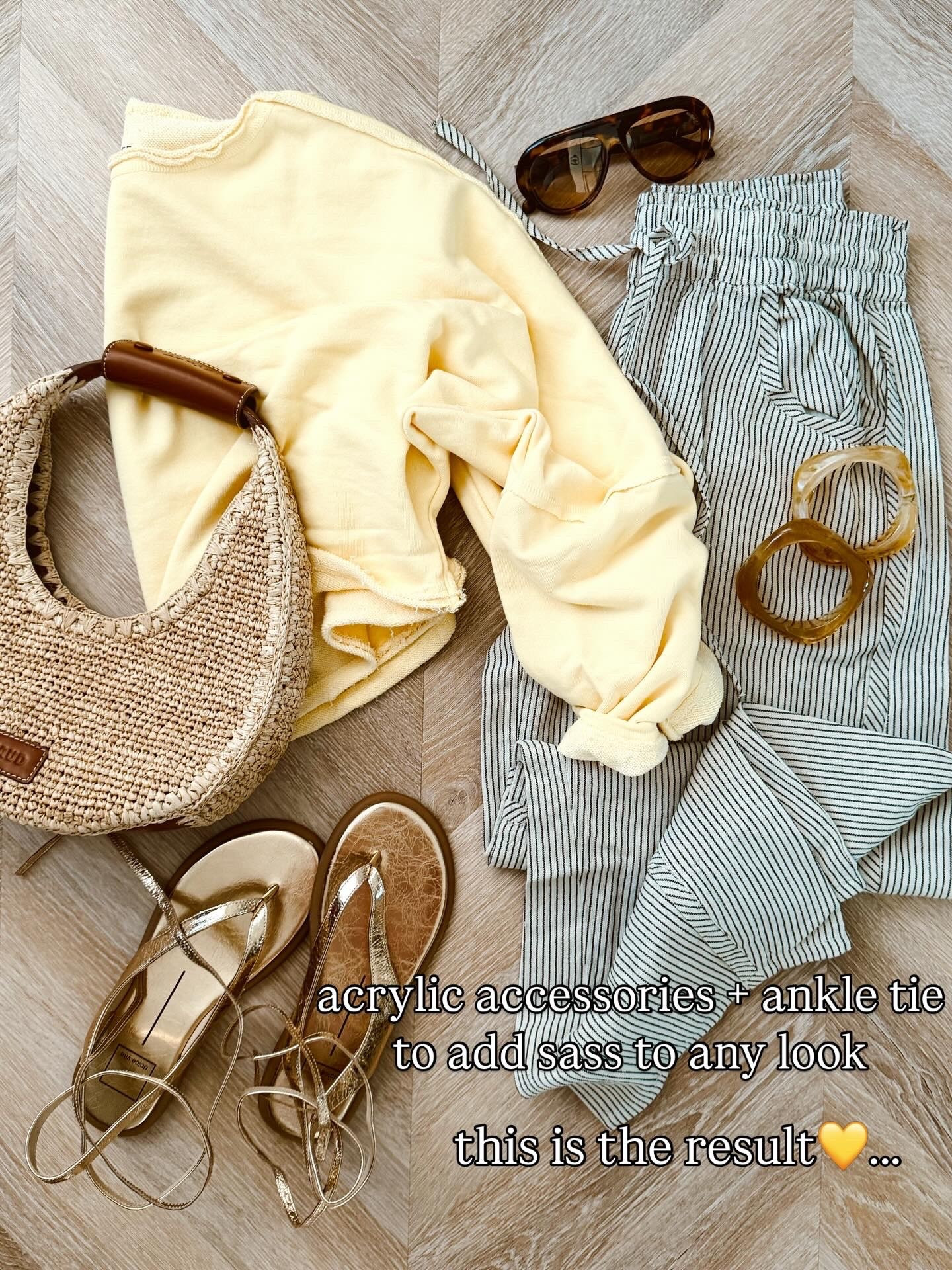 The kind of spring outfit I’ll be living in lately 💛✨
Light, effortless, and so easy to throw on but still looks put together.

Top + bottoms are both Free People (obsessed with how flowy and comfy these pants are 😍), and I added my go-to accessories to elevate the whole look. Perfect for travel days, brunch, or anything spring has planned 🤍✈️

spring outfit, spring outfit 2026, spring 2026, flowy pants, yellow, travel outfit.

#LTKTravel #LTKSeasonal #LTKootd