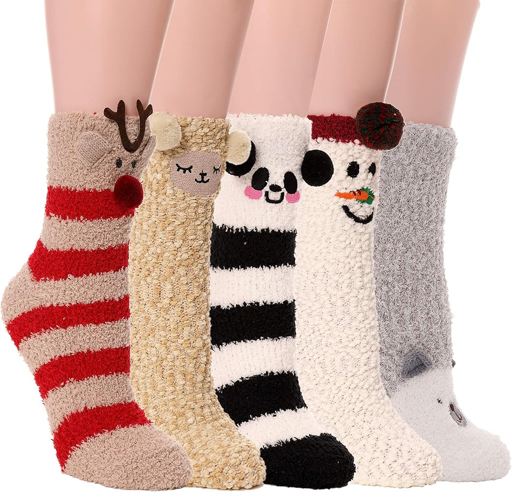 ProEtrade Fuzzy Socks for Women Teen Girls Fluffy Christmas Cozy Slipper Cabin Soft Winter Warm F... | Amazon (US)