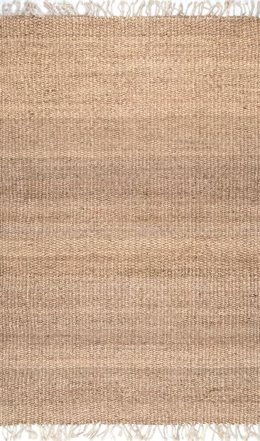 Natural Solid Jute Tassel Area Rug | Rugs USA