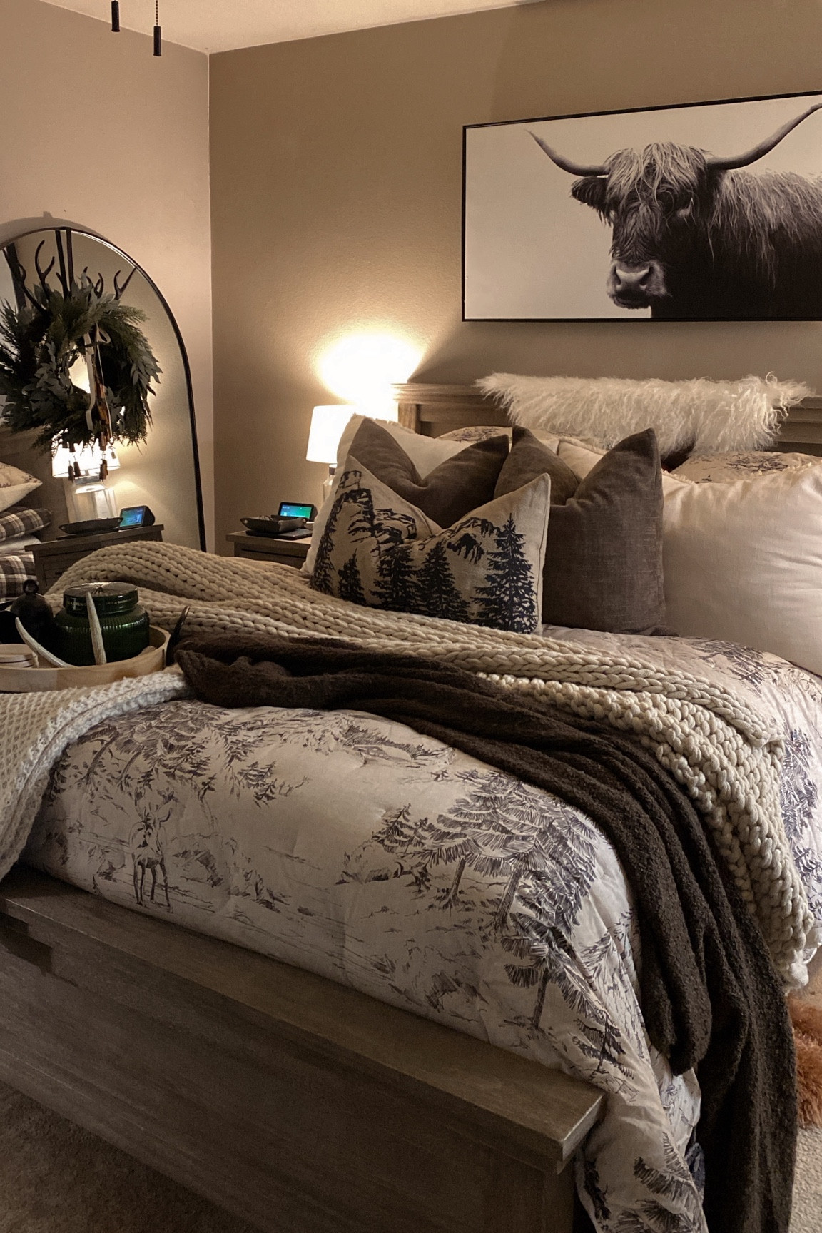 My Christmas master bedroom bedding! ✨🌲 Sherpa-lined and so cozy. Mirror is HomeGoods!

Christmas bedding, Pottery Barn, Target home, Amazon home, neutral holiday home decor, winter bedding, master bedroom, modern rustic home, rustic luxury home