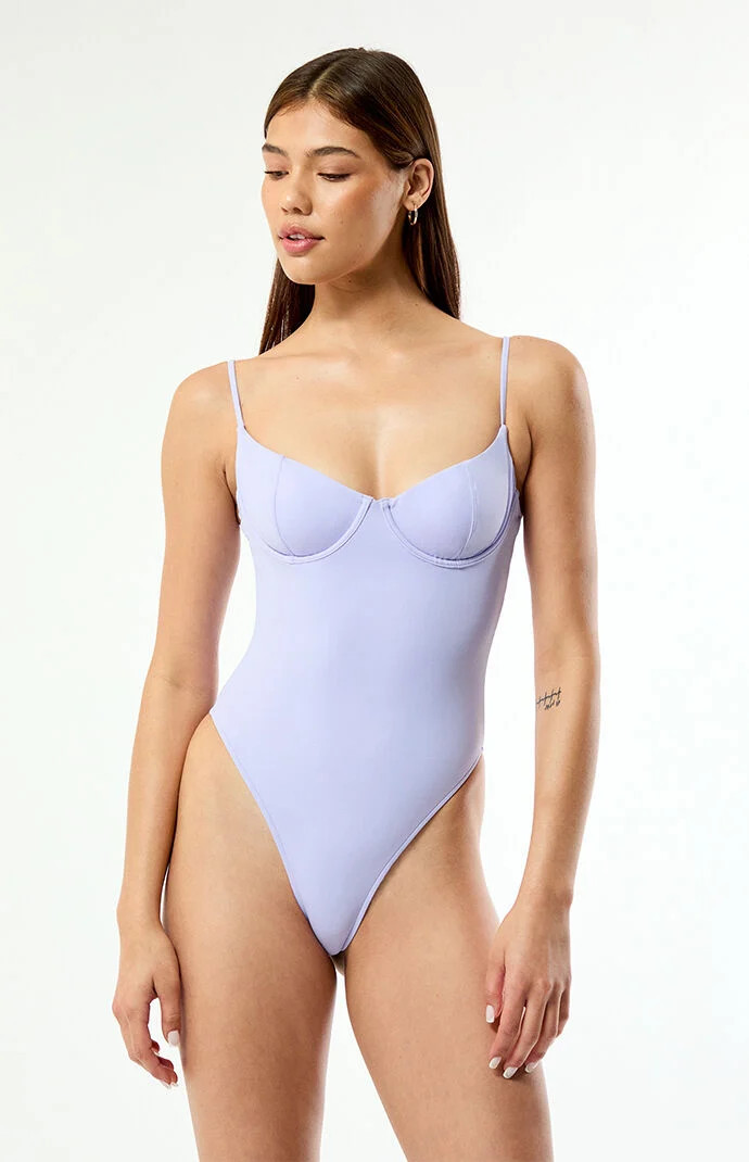 Women's Lavender Shine Madison Balconette Underwire One Piece Swimsuit - Size XXS | PacSun