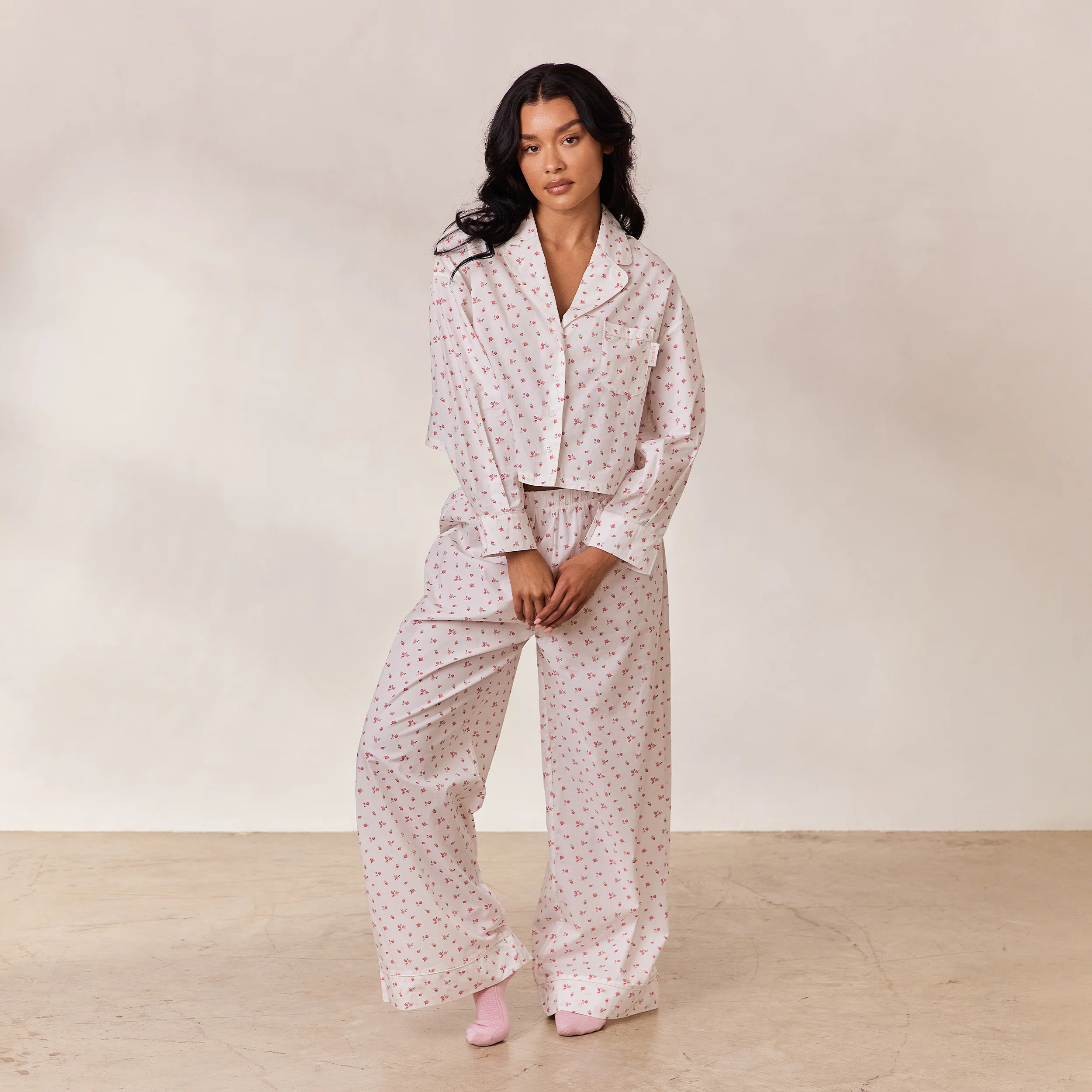 Floral Pyjama Bottoms - White Print | Lounge UK
