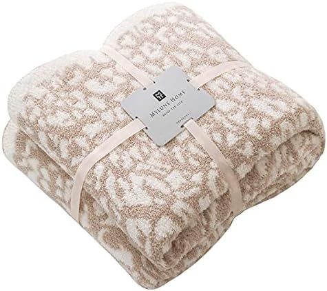 Micro Plush Leopard Blanket (51x63 inch, Khaki) MH MYLUNE HOME Ultra Soft & Warm Reversible Leopa... | Amazon (US)