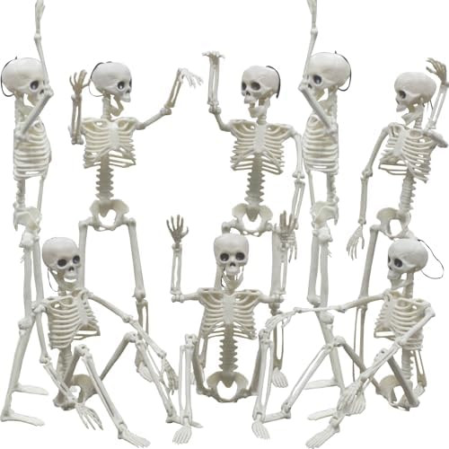 8pcs Halloween Skeleton Decorations, 16" Small Poseable Full-Body Skeletons with Movable Joints, ... | Amazon (US)