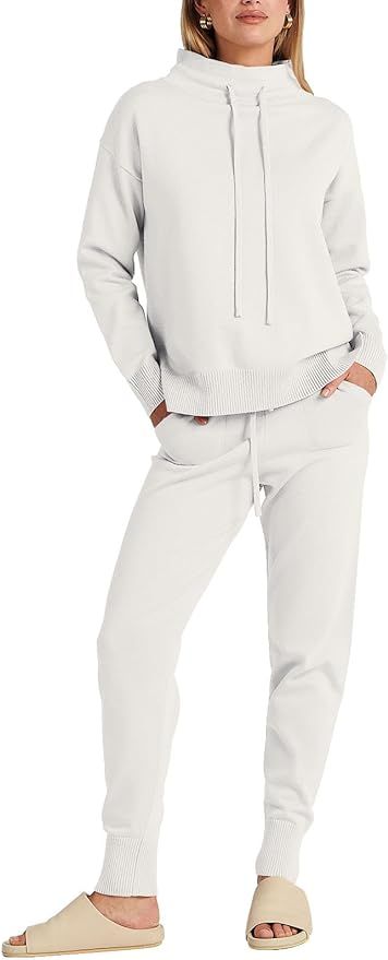 ANRABESS Women's Two Piece Outfits Long Sleeve Turtleneck Pullover Top & Drawstring Pants Sweatsu... | Amazon (US)
