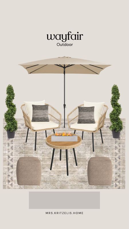Wayfair outdoor patio! 

Umbrella, tree, plant, ottoman, patio set, seating, chair, table, pillows 

#LTKSaleAlert #LTKFindsUnder100 #LTKHome