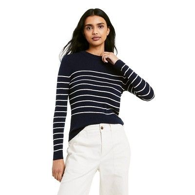 Women's Striped Crewneck Pullover Sweater - Nili Lotan x Target Navy | Target