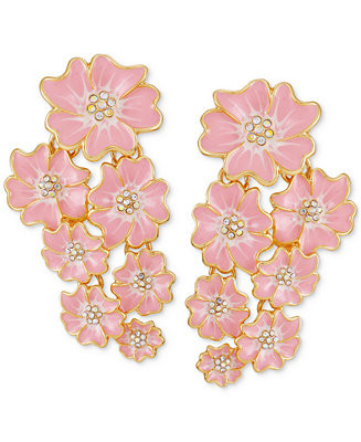 GUESS Gold-Tone Pavé Color Flower Cluster Clip-On Statement Earrings - Macy's | Macy's