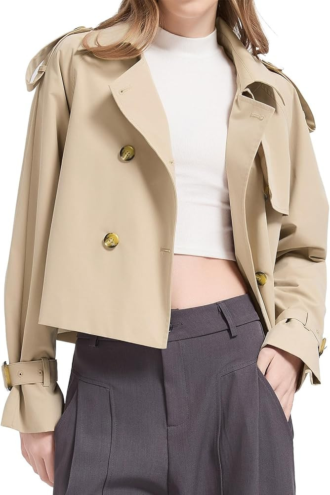 Orolay CHIIONE Cropped Trench Jackets Women's Lightweight Spring Jacket Double Breasted Short Tre... | Amazon (US)