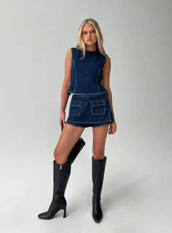Countryside Skort Blue Denim | Princess Polly US