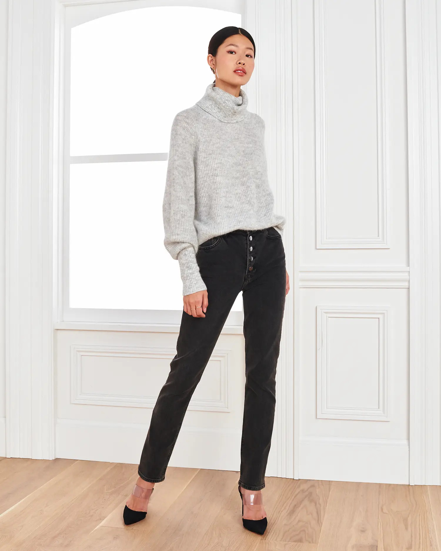 Alpaca Turtleneck Sweater | Quince in Light Grey | Quince