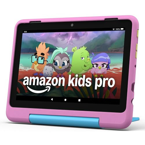 Amazon Fire HD 8 Kids Pro tablet (newest model), ages 6-12. Bright 8" HD screen, includes ad-free content, parental controls, 13-hr battery, slim case for older kids, 32GB, Jungle Cat | Amazon (US)
