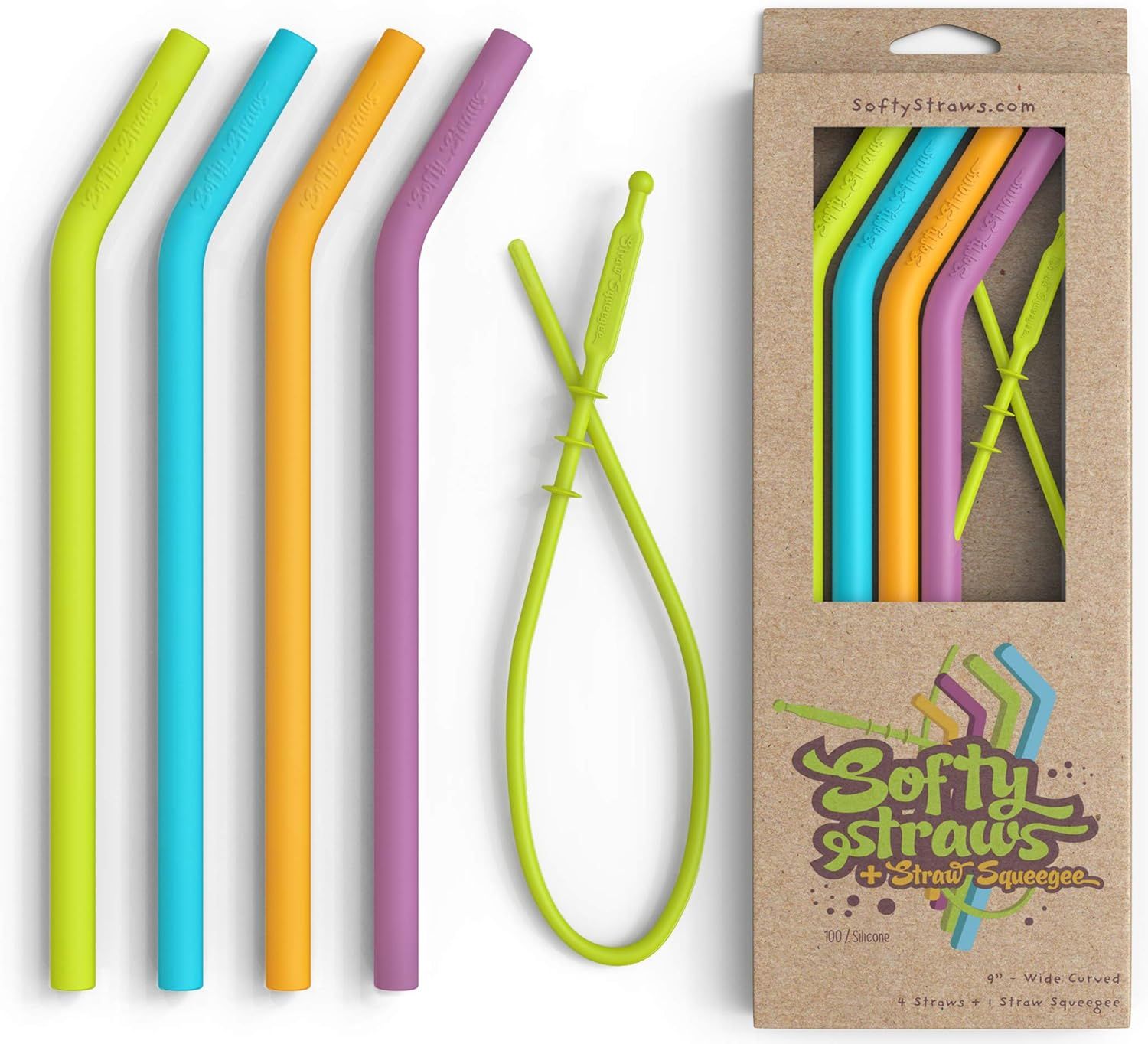 Silicone Straws - Big Size Reusable Drinking Straws with Curved Bend for Tumblers Made from BPA F... | Amazon (US)