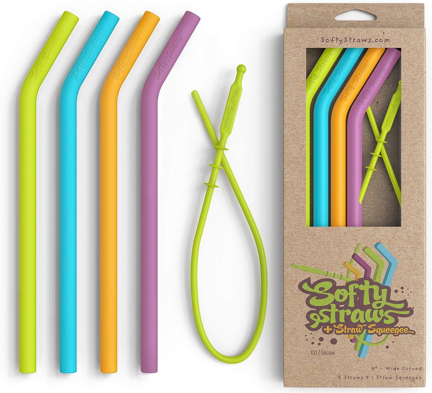 Silicone Straws - Big Size Reusable Drinking Straws with Curved Bend for Tumblers Made from BPA F... | Amazon (US)