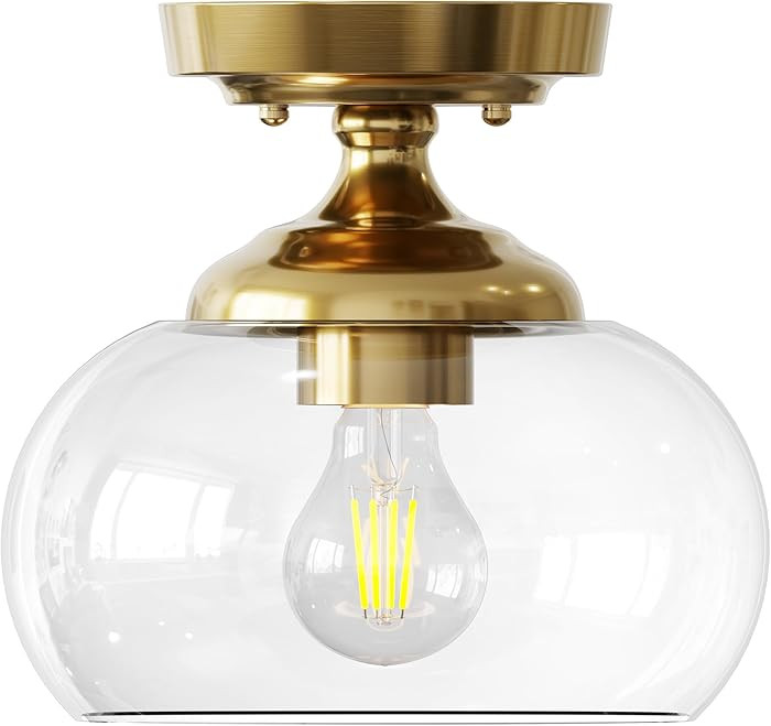 VONLUCE Industrial Semi Flush Mount Ceiling Light, 8.3" Ceiling Light Fixture with Clear Glass Sh... | Amazon (US)