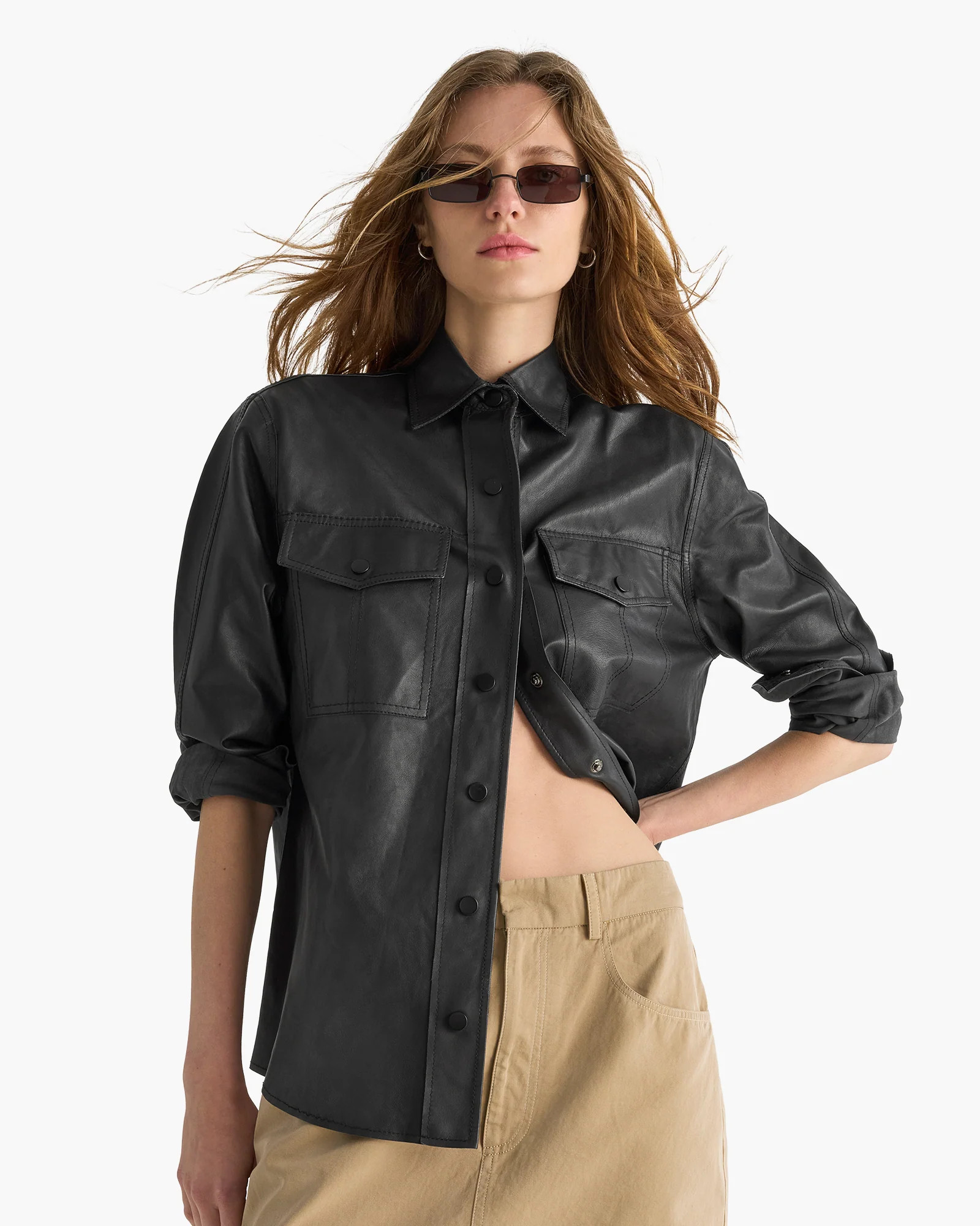 Leather Shirt Jacket - Black | ATM Collection