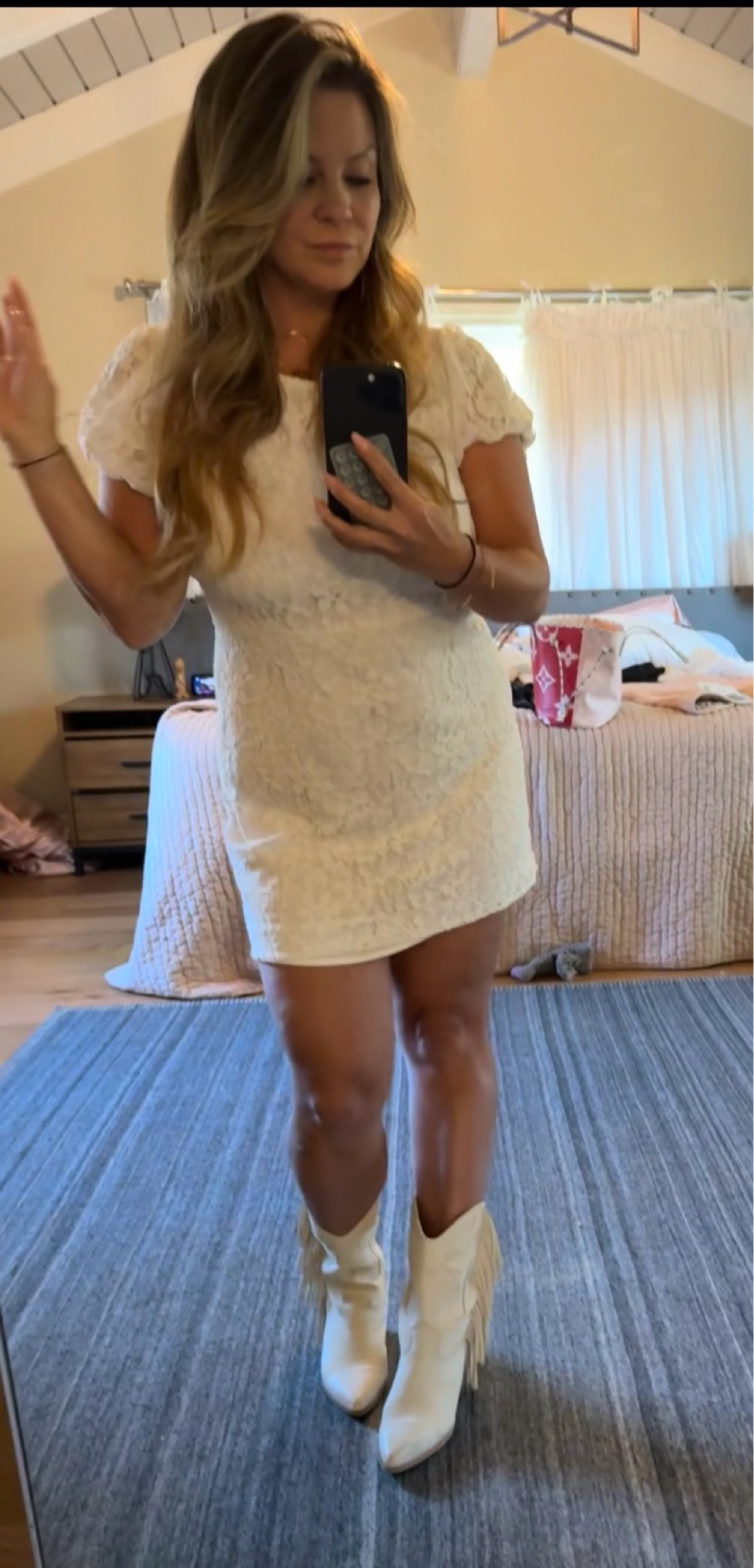 White free people mini dress….im 5’4 wearing a small, size 6. 

#LTKBeauty #LTKCon #LTKStyleTip