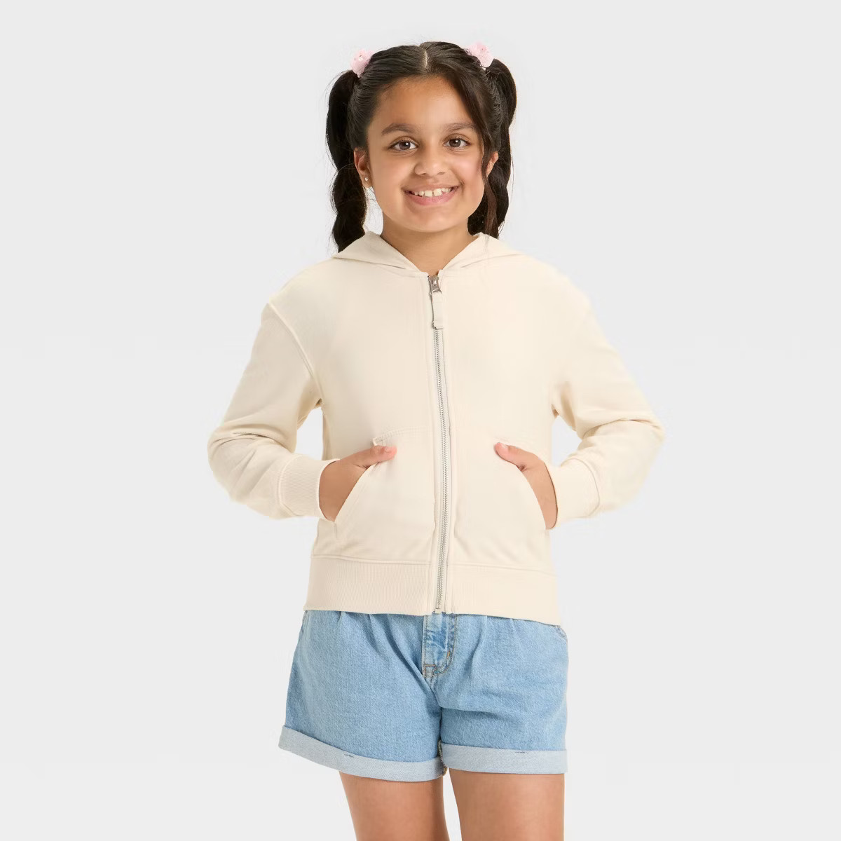 Girls' Relaxed Fit French Terry Zip-Up Hooded Sweatshirt - Cat & Jack™ | Target